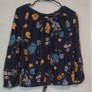 Old Navy Floral Blouse - Blue and Yellow